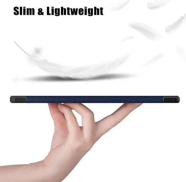 Alt view image 5 of 7 - Tri-Fold Case for Samsung Galaxy Tab S10 FE / S9 / S9 FE 5G - Slim Stand Hard Back Shell Protective Cover with Auto Sleep Wake for Samsung Tab S10 FE 5G / Tab S9 FE 10.9" / Tab S9 11"  (Blue)