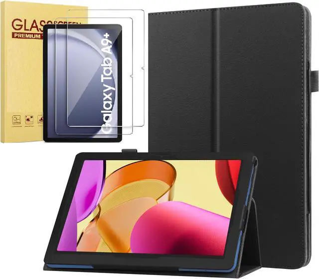 Main image of Folio Case for Samsung Galaxy Tab A9+ Case with Tempered Glass Screen Protector, Slim Lightweight Folio PU Leather Folding Stand Cover Case for Samsung Galaxy A9 Plus 5G 11" (SM-X210/X216/X218) -Black