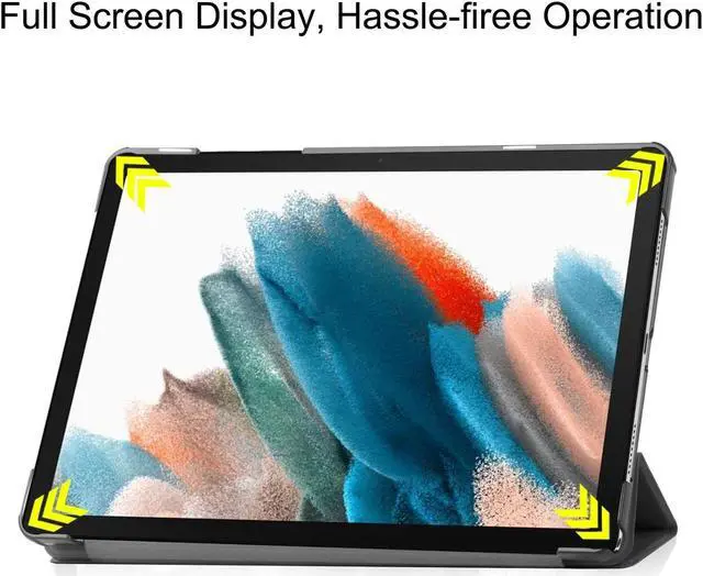Alt view image 6 of 6 - Galaxy Tab A9 Case 8.7 Inch (SM-X110 / SM-X115 / SM-X117) 2023 Release - Trifold Stand Hard Back Shell Protective Smart Cover with Auto Sleep Wake Case for Smasung Galaxy Tab A9 Tablet 8.7" (Marble)