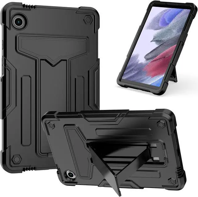 Alt view image 4 of 7 - Galaxy Tab A9 Case 8.7 Inch with Tempered Glass Screen Protector - Hybrid Shockproof Rugged Protective Cover with Stand for Samsung Galaxy Tab A9 Tablet 8.7" SM-X110/SM-X115/SM-X117 (Black/Black)