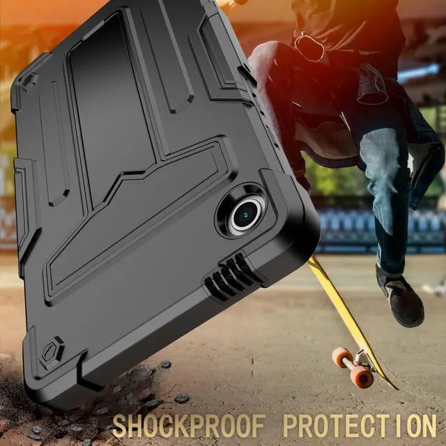 Alt view image 7 of 7 - Galaxy Tab A9 Case 8.7 Inch with Tempered Glass Screen Protector - Hybrid Shockproof Rugged Protective Cover with Stand for Samsung Galaxy Tab A9 Tablet 8.7" SM-X110/SM-X115/SM-X117 (Black/Black)