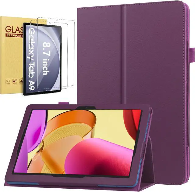 Main image of Galaxy Tab A9 (SM-X110/ SM-X115/ SM-X117) Case with 2PCS Tempered Glass Screen Protector for Samsung Galaxy Tab A9 Tablet 8.7 inch-Magnetic Closure Protective Folio Cover with Auto Sleep Wake (Purple)