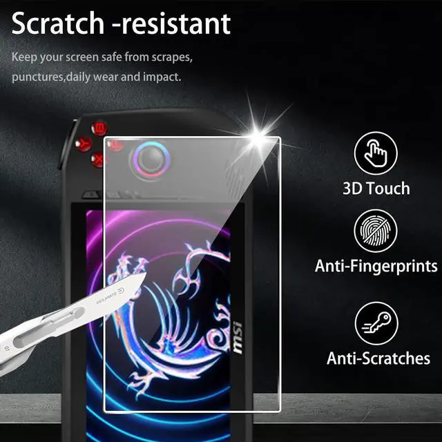 Alt view image 2 of 5 - Screen Protector For MSI Handheld CLAW A1M 7" - Anti Scratch 9H Hardness Tempered Glass Screen Protector (2 Pieces)
