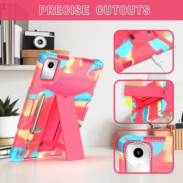 Alt view image 4 of 6 - Case for Lenovo Tab M11 11" Tablet - Lenovo Tab M11 Case with Kickstand Pen Holder Kids Drop Protection Hybrid Shockproof Rugged 3-Layer Protective Cover for Lenovo M11 11 inch (Candy/Pink)