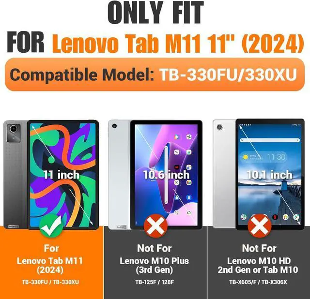 Alt view image 7 of 7 - Case for Lenovo Tab M11 11" Tablet 2024 Released - Lightweight Folio Stand Cover Support Auto Wake/Sleep PU Leather Case for Lenovo Tab M11 Tablet 11 inch (TB330FU / TB330XU) + 1 Stylus (Black)