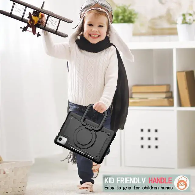 Alt view image 7 of 7 - Case for Lenovo Tab M11 (11 inch) Tablet - Lenovo Tab M11 Case with Shoulder Strap, Pen Holder, 360 Rotating Swivel Stand, and Handle Grip Heavy Duty Shockproof Protective Carrying Cover (Black/Black)