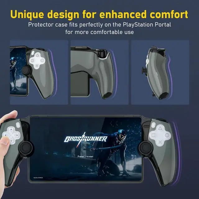 Alt view image 5 of 7 - PS Portal Case Transparent Cover for PlayStation Portal Remote Player,  Hard PC Shell Protective Shockproof Anti-Scratch Skin Case for PlayStation Portal Remote Player PS5 Portal Accessories (Black)