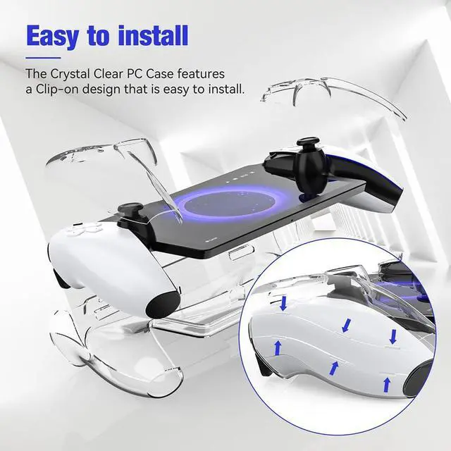 Alt view image 6 of 7 - Accessories Bundle for PlayStation Portal Remote Player, Hard PC Clear Cover Protective Case with Tempered Glass Screen Protector for PS Portal (Clear)