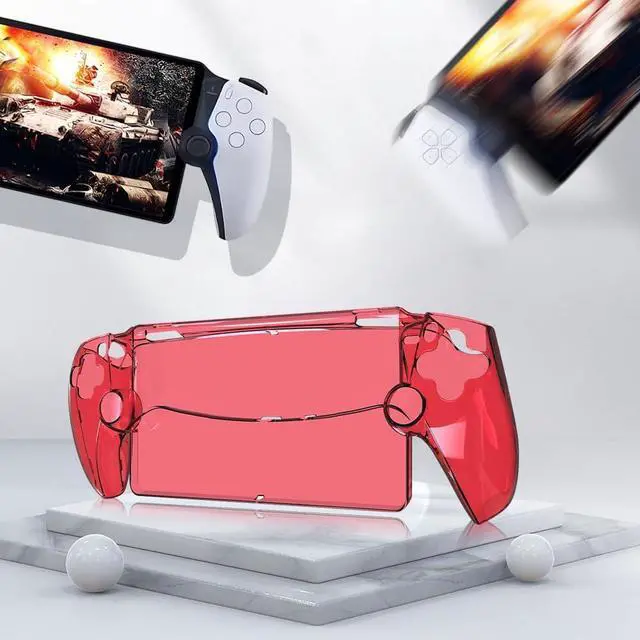 Alt view image 4 of 7 - Accessories Bundle for PlayStation Portal Remote Player, Hard PC Clear Cover Protective Case with Tempered Glass Screen Protector for PS Portal (Red)