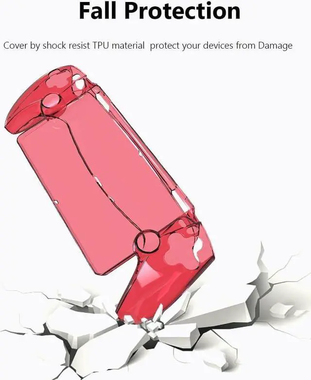 Alt view image 5 of 7 - Accessories Bundle for PlayStation Portal Remote Player, Hard PC Clear Cover Protective Case with Tempered Glass Screen Protector for PS Portal (Red)