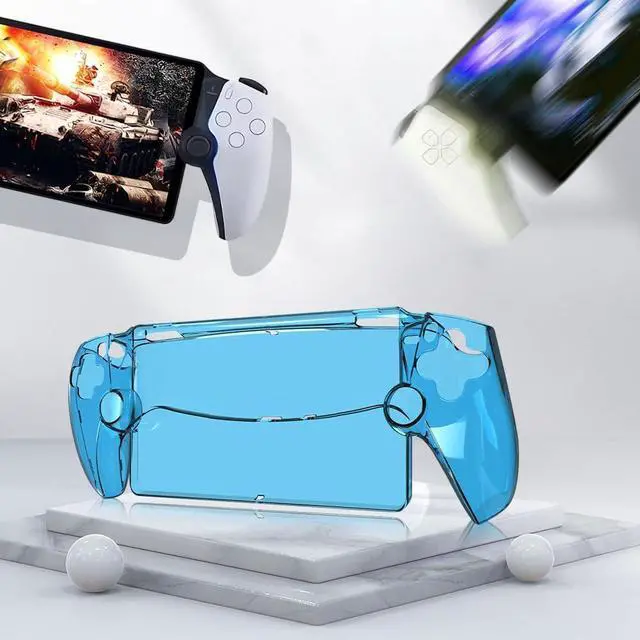 Alt view image 3 of 6 - Accessories Bundle for PlayStation Portal Remote Player, Hard PC Clear Cover Protective Case with Tempered Glass Screen Protector for PS Portal (Blue)