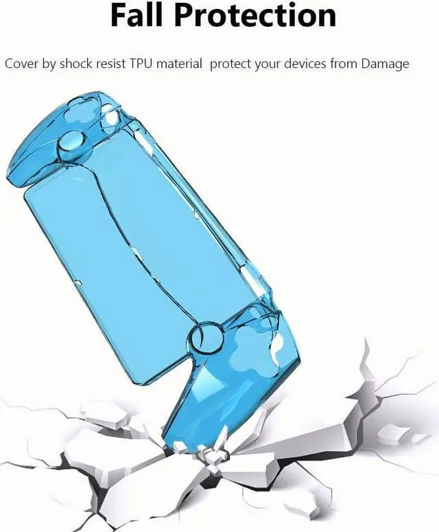 Alt view image 5 of 6 - Accessories Bundle for PlayStation Portal Remote Player, Hard PC Clear Cover Protective Case with Tempered Glass Screen Protector for PS Portal (Blue)