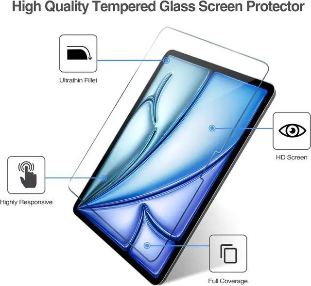 Alt view image 3 of 7 - (2 Pack) Screen Protector for Apple iPad Air 11 Inch M3/M2 - 9H Tempered Glass Film, Apple Pencil Compatible and Case Friendly, Ultra Clear Glass Film for 11" iPad Air 7th/6th Generation 2025/2024
