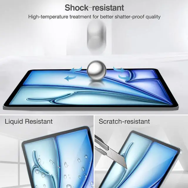 Alt view image 5 of 7 - (2 Pack) Screen Protector for Apple iPad Air 11 Inch M3/M2 - 9H Tempered Glass Film, Apple Pencil Compatible and Case Friendly, Ultra Clear Glass Film for 11" iPad Air 7th/6th Generation 2025/2024
