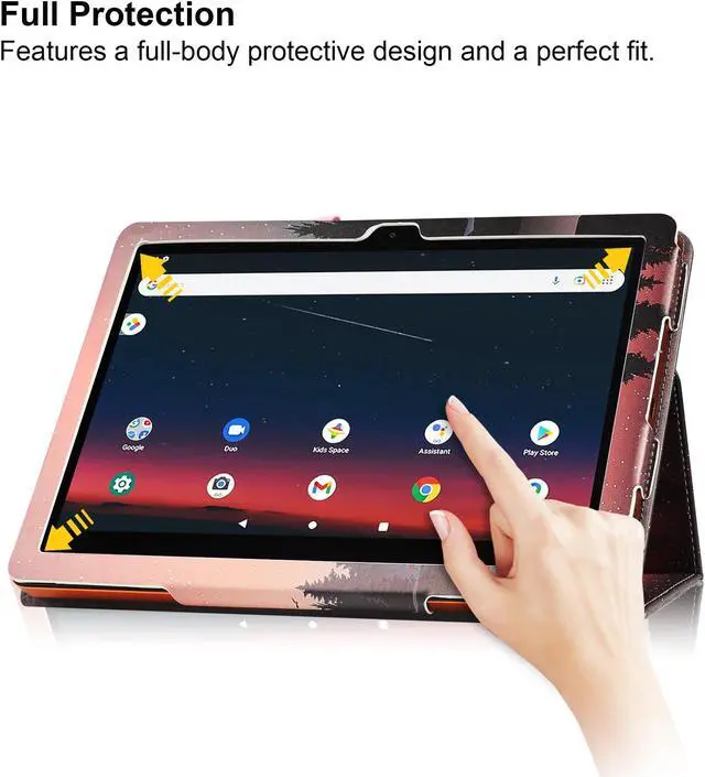 Alt view image 4 of 7 - anicestore Case for ONN 10.1 Inch Tablet (2024 Model) Gen 4 - Slim Lightweight Folio PU Leather Folding Stand Cover Auto Sleep & Wake Case for 2024 Onn Surf 10.1" Kids Tablet + 1 Stylus (Forest Dusk)