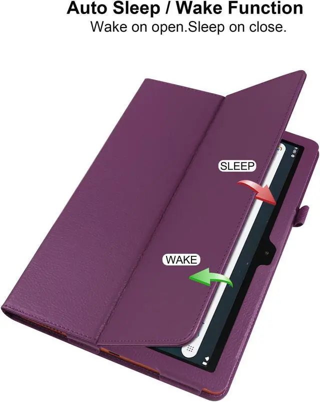 Alt view image 2 of 7 - anicestore Case for ONN 10.1 Inch Tablet (2024 Model) Gen 4 - Slim Lightweight Folio PU Leather Folding Stand Cover Auto Sleep & Wake Case for 2024 Onn Surf 10.1" Kids Tablet + 1 Stylus (Purple)