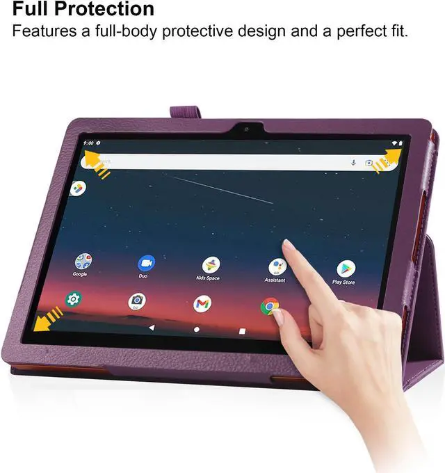 Alt view image 4 of 7 - anicestore Case for ONN 10.1 Inch Tablet (2024 Model) Gen 4 - Slim Lightweight Folio PU Leather Folding Stand Cover Auto Sleep & Wake Case for 2024 Onn Surf 10.1" Kids Tablet + 1 Stylus (Purple)