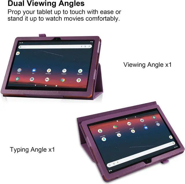 Alt view image 3 of 7 - anicestore Case for ONN 10.1 Inch Tablet (2024 Model) Gen 4 - Slim Lightweight Folio PU Leather Folding Stand Cover Auto Sleep & Wake Case for 2024 Onn Surf 10.1" Kids Tablet + 1 Stylus (Purple)