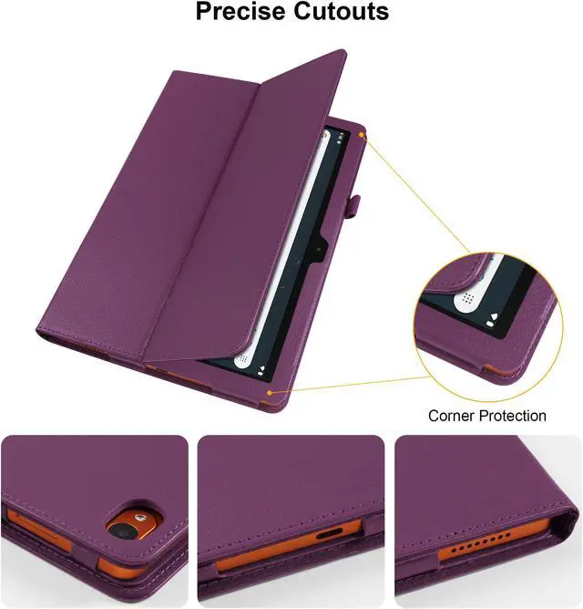 Alt view image 5 of 7 - anicestore Case for ONN 10.1 Inch Tablet (2024 Model) Gen 4 - Slim Lightweight Folio PU Leather Folding Stand Cover Auto Sleep & Wake Case for 2024 Onn Surf 10.1" Kids Tablet + 1 Stylus (Purple)