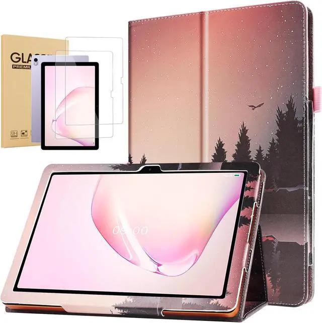 Main image of Case for ONN 10.1'' (2024 Model) with Screen Protector - Lightweight Folio Stand Cover Support Auto Wake/Sleep PU Leather Case with 2PCS Tempered Glass for Onn 10.1 Tablet (Gen 4) 2024 (Forest Dusk)