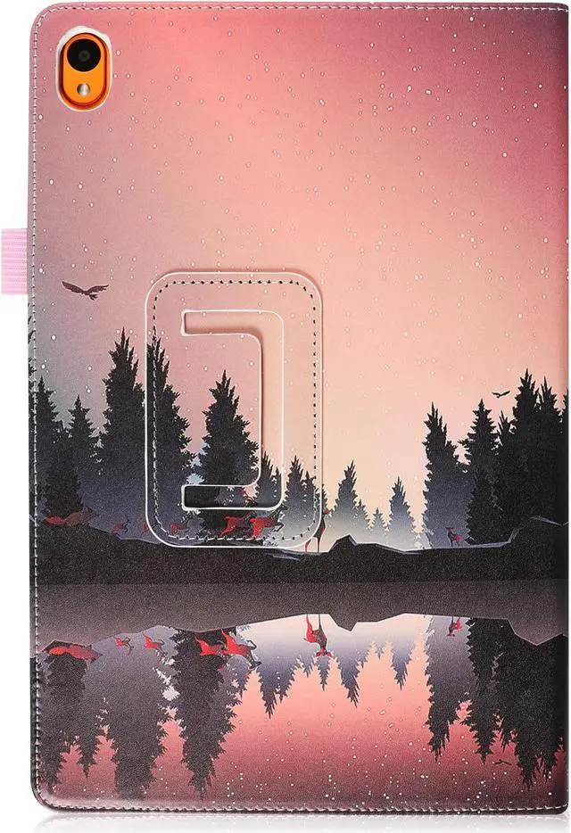 Alt view image 4 of 7 - Case for ONN 10.1'' (2024 Model) with Screen Protector - Lightweight Folio Stand Cover Support Auto Wake/Sleep PU Leather Case with 2PCS Tempered Glass for Onn 10.1 Tablet (Gen 4) 2024 (Forest Dusk)