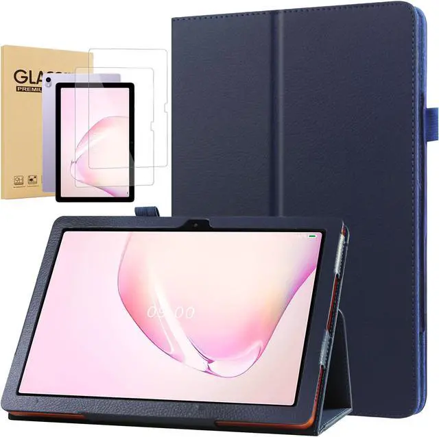 Main image of Case for ONN 10.1'' (2024 Model) with Screen Protector - Lightweight Folio Stand Cover Support Auto Wake/Sleep PU Leather Case with 2PCS Tempered Glass for Onn 10.1 Tablet (Gen 4) 2024 (Dark Blue)