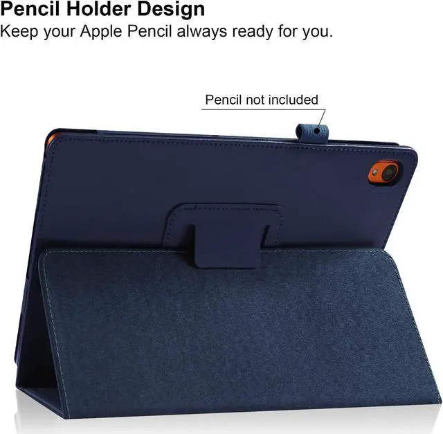 Alt view image 3 of 7 - Case for ONN 10.1'' (2024 Model) with Screen Protector - Lightweight Folio Stand Cover Support Auto Wake/Sleep PU Leather Case with 2PCS Tempered Glass for Onn 10.1 Tablet (Gen 4) 2024 (Dark Blue)