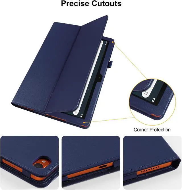 Alt view image 4 of 7 - anicestore Case for ONN 7'' (2024 Model) with Screen Protector - Onn 7 inch Tablet Case (Gen 4) 2024 Folio Stand Cover Support Auto Wake/Sleep PU Leather Case with 2PCS Tempered Glass (Dark Blue)