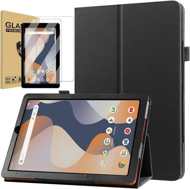 Main image of anicestore Case for ONN 7'' (2024 Model) with Screen Protector - Onn 7 inch Tablet Case (Gen 4) 2024 Folio Stand Cover Support Auto Wake/Sleep PU Leather Case with 2PCS Tempered Glass (Black)