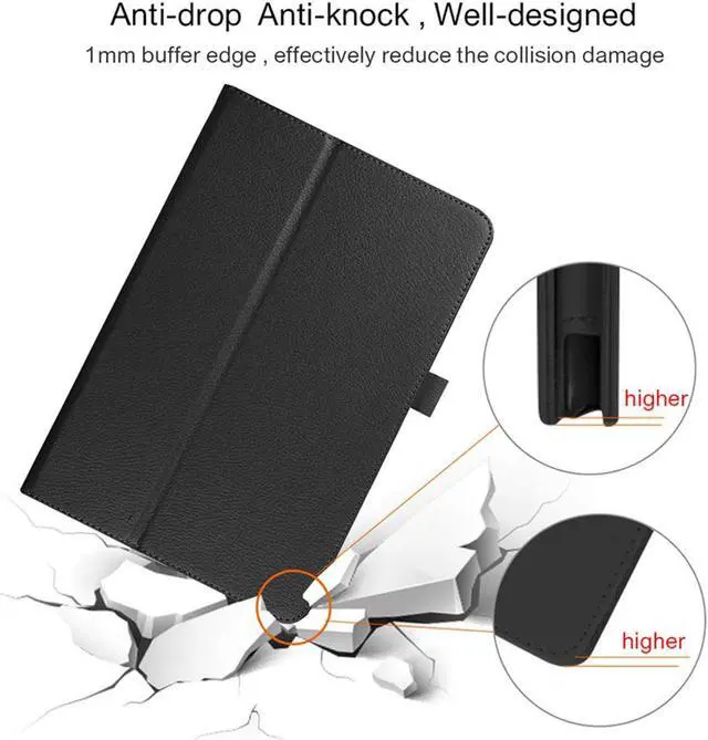 Alt view image 5 of 7 - anicestore Case for ONN 7'' (2024 Model) with Screen Protector - Onn 7 inch Tablet Case (Gen 4) 2024 Folio Stand Cover Support Auto Wake/Sleep PU Leather Case with 2PCS Tempered Glass (Black)