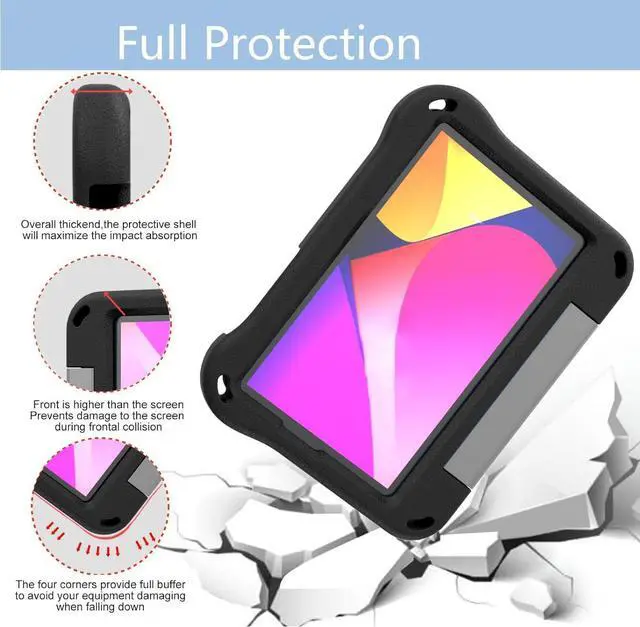 Alt view image 3 of 7 - anicestore TCL Tab 8 LE (9137w) Case / Tab 8 WiFi (9132x) Case for Kids - EVA Lightweight Shockproof Kids Friendly Cover with Handle Kickstand Case for TCL Tab 8 LE / TCL Tab 8 WiFi + 1 Stylus (Black)