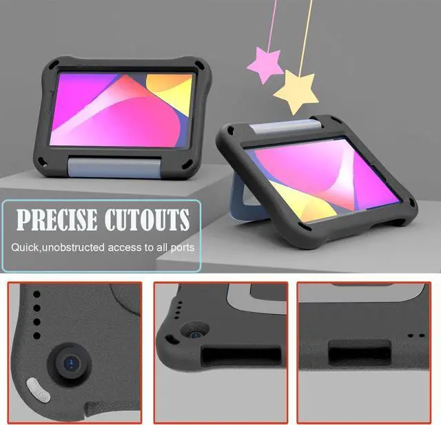 Alt view image 4 of 7 - anicestore TCL Tab 8 LE (9137w) Case / Tab 8 WiFi (9132x) Case for Kids - EVA Lightweight Shockproof Kids Friendly Cover with Handle Kickstand Case for TCL Tab 8 LE / TCL Tab 8 WiFi + 1 Stylus (Black)