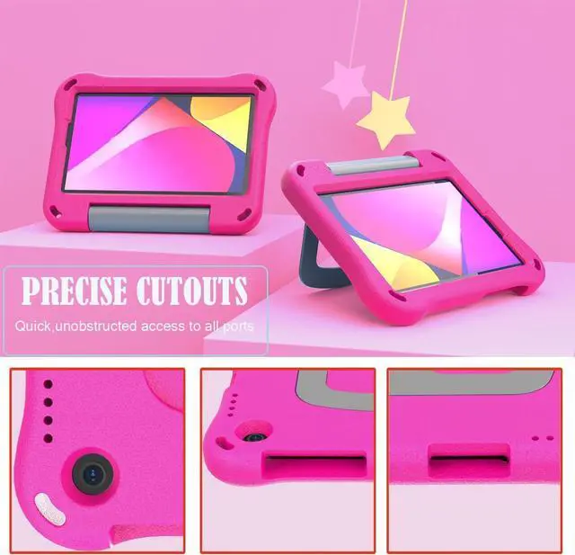 Alt view image 4 of 7 - anicestore TCL Tab 8 LE (9137w) Case / Tab 8 WiFi (9132x) Case for Kids - EVA Lightweight Shockproof Kids Friendly Cover with Handle Kickstand Case for TCL Tab 8 LE / TCL Tab 8 WiFi + 1 Stylus (Pink)