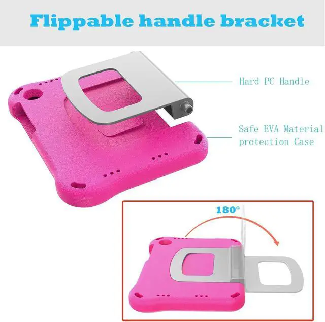 Alt view image 5 of 7 - anicestore TCL Tab 8 LE (9137w) Case / Tab 8 WiFi (9132x) Case for Kids - EVA Lightweight Shockproof Kids Friendly Cover with Handle Kickstand Case for TCL Tab 8 LE / TCL Tab 8 WiFi + 1 Stylus (Pink)