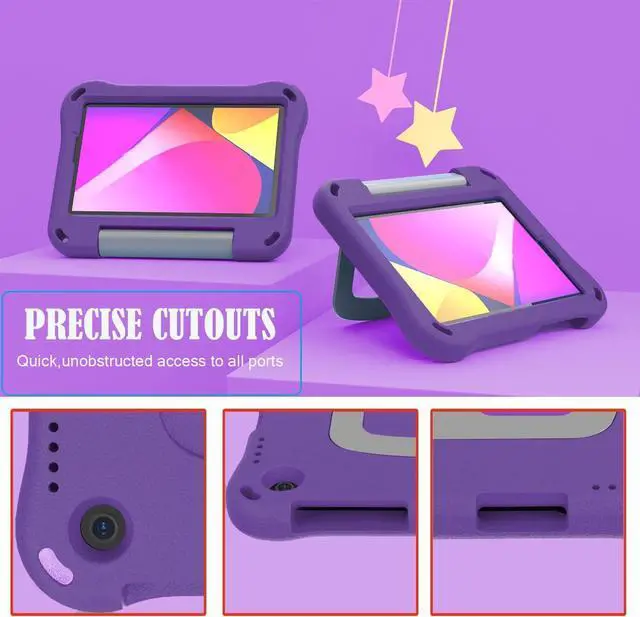 Alt view image 4 of 7 - anicestore TCL Tab 8 LE (9137w) Case / Tab 8 WiFi (9132x) Case for Kids - EVA Lightweight Shockproof Kids Friendly Cover with Handle Kickstand Case for TCL Tab 8 LE/ TCL Tab 8 WiFi + 1 Stylus (Purple)