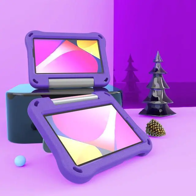 Alt view image 6 of 7 - anicestore TCL Tab 8 LE (9137w) Case / Tab 8 WiFi (9132x) Case for Kids - EVA Lightweight Shockproof Kids Friendly Cover with Handle Kickstand Case for TCL Tab 8 LE/ TCL Tab 8 WiFi + 1 Stylus (Purple)