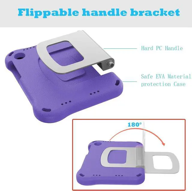 Alt view image 5 of 7 - anicestore TCL Tab 8 LE (9137w) Case / Tab 8 WiFi (9132x) Case for Kids - EVA Lightweight Shockproof Kids Friendly Cover with Handle Kickstand Case for TCL Tab 8 LE/ TCL Tab 8 WiFi + 1 Stylus (Purple)