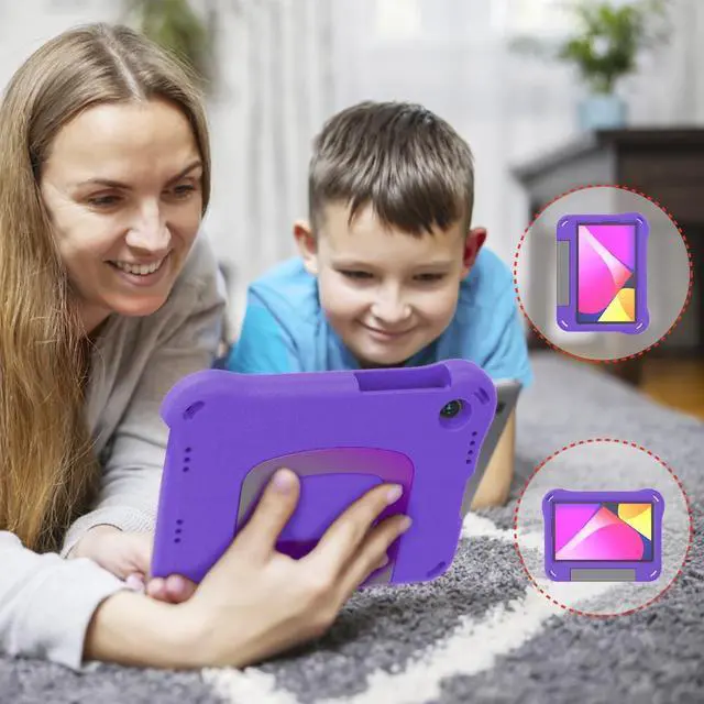 Alt view image 7 of 7 - anicestore TCL Tab 8 LE (9137w) Case / Tab 8 WiFi (9132x) Case for Kids - EVA Lightweight Shockproof Kids Friendly Cover with Handle Kickstand Case for TCL Tab 8 LE/ TCL Tab 8 WiFi + 1 Stylus (Purple)