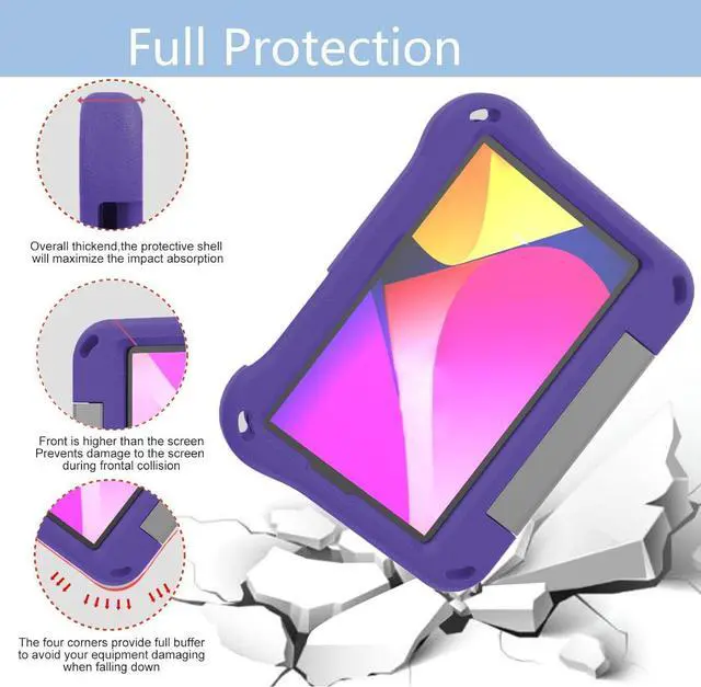 Alt view image 3 of 7 - anicestore TCL Tab 8 LE (9137w) Case / Tab 8 WiFi (9132x) Case for Kids - EVA Lightweight Shockproof Kids Friendly Cover with Handle Kickstand Case for TCL Tab 8 LE/ TCL Tab 8 WiFi + 1 Stylus (Purple)