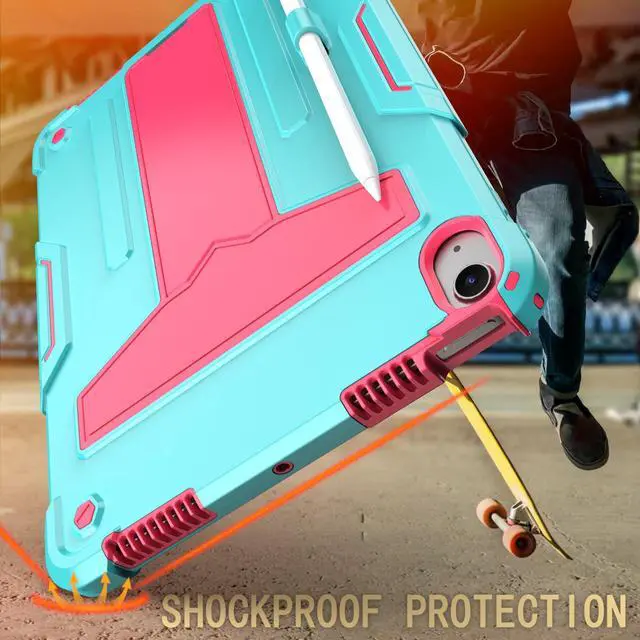 Alt view image 7 of 7 - anicestore Case for Apple iPad Air 11 Inch M3 2025/M2 2024 - Heavy Duty Shockproof Rugged Protective Case with Pencil Holder for iPad Air 7th/6th/5th/4th Generation 10.9" 11" - Teal/Pink