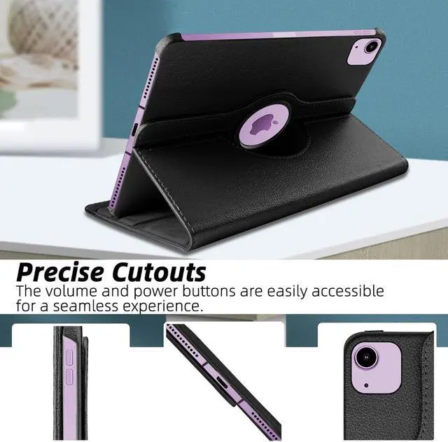 Alt view image 2 of 7 - anicestore Rotating Case for iPad Air 11 inch M3/M2 (2025/2024), iPad Air 5th Generation 10.9" (2022), iPad Air 4th Generation 10.9 Inch (2020) Rotation Protective Stand Cover Auto Wake/Sleep (Black)