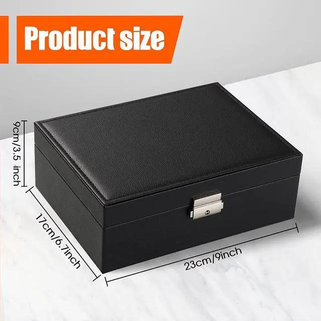 Alt view image 7 of 7 - anicestore 2 Layers Jewelry Box Organizer Large Capacity Ring, Earring, Chains, Bracelets, Necklace Jewelry Organizer Box Display Storage Case with Lock Best Gifts for Women Girlfriend Wife (White)