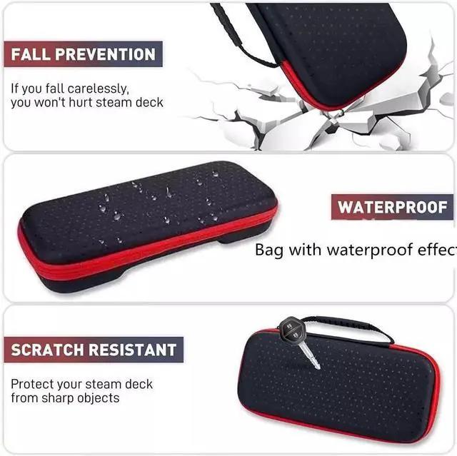 Alt view image 4 of 7 - Carrying Case for ASUS ROG Ally / ROG Ally X / Steam Deck OLED / MSI Claw 7 AI+ / MSI Claw A1M Console & Accessories, Portable Travel Handheld Case for Storage, EVA Shockproof Protective Carry Bag