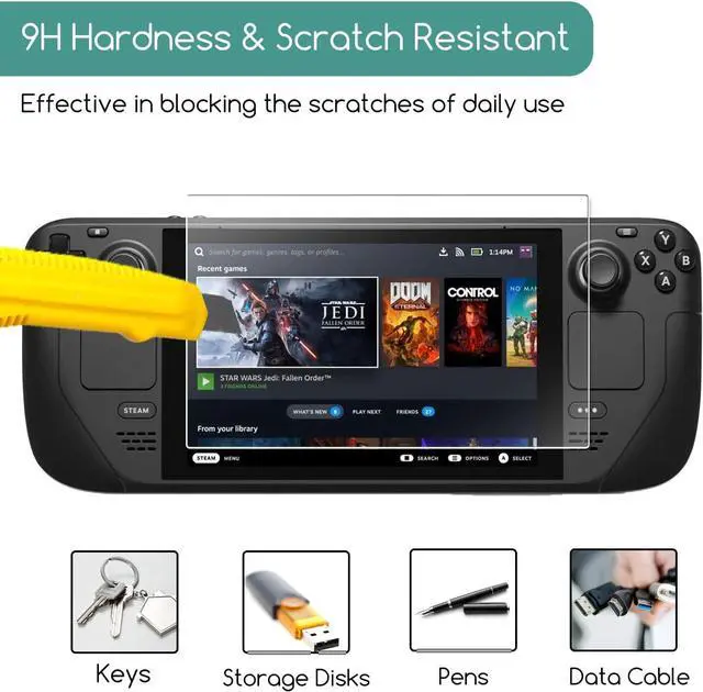 Alt view image 6 of 7 - (2 Pieces) Steam Deck / Steam Deck OLED Screen Protector Tempered Glass - Anti Scratch 9H Hardness Protection Film Screen Saver for Steam Deck / Steam Deck OLED Handheld Gaming Console Accessories
