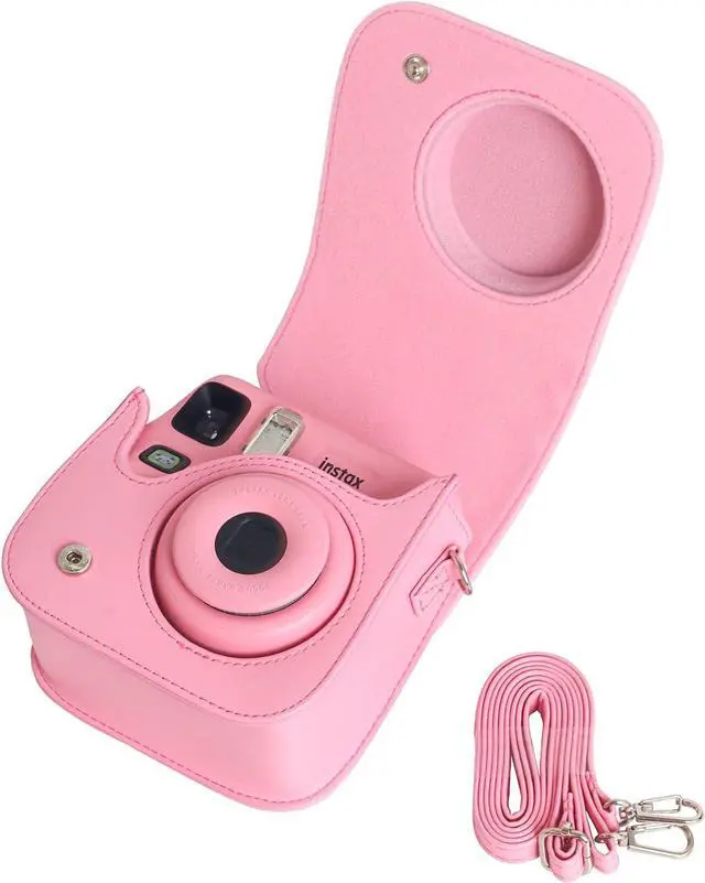 Alt view image 2 of 7 - Camera Case for Fujifilm Instax Mini SE / 7+ Instant Camera Protective Carrying Bag PU Leather with Adjustable Shoulder Straps Fujifilm Instax Mini SE Case / Fujifilm Instax Mini 7 Plus Case (Pink)