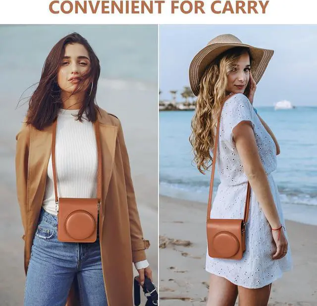 Alt view image 6 of 7 - anicestore Fujifilm Instax Mini 99 Instant Film Camera Case with Adjustable Shoulder Straps - Protective Carrying Bag PU Leather Accessories Cover for Fujifilm Instax Mini 99 Camera (Brown)