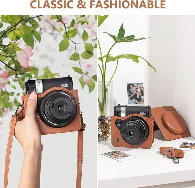 Alt view image 4 of 7 - anicestore Fujifilm Instax Mini 99 Instant Film Camera Case with Adjustable Shoulder Straps - Protective Carrying Bag PU Leather Accessories Cover for Fujifilm Instax Mini 99 Camera (Brown)