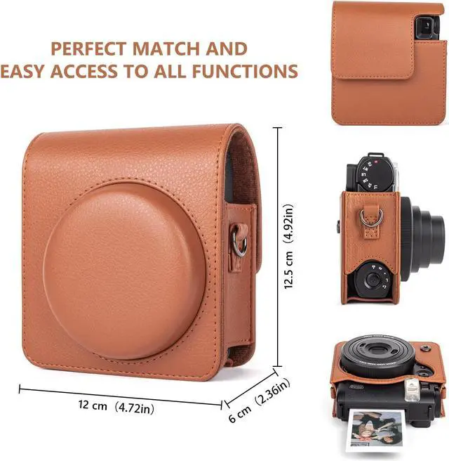 Alt view image 7 of 7 - anicestore Fujifilm Instax Mini 99 Instant Film Camera Case with Adjustable Shoulder Straps - Protective Carrying Bag PU Leather Accessories Cover for Fujifilm Instax Mini 99 Camera (Brown)