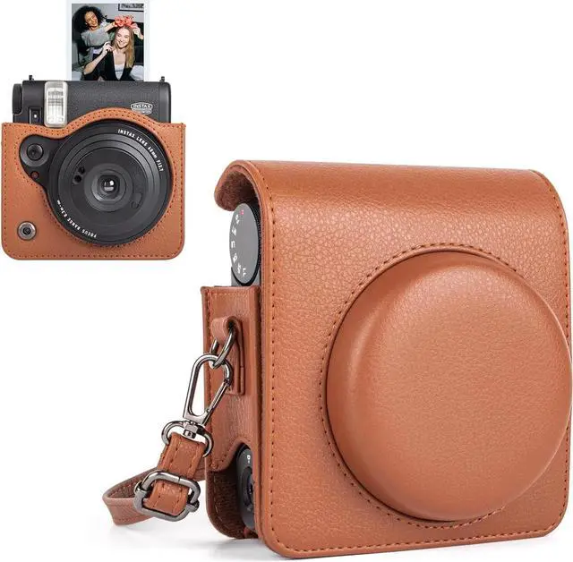 Main image of anicestore Fujifilm Instax Mini 99 Instant Film Camera Case with Adjustable Shoulder Straps - Protective Carrying Bag PU Leather Accessories Cover for Fujifilm Instax Mini 99 Camera (Brown)