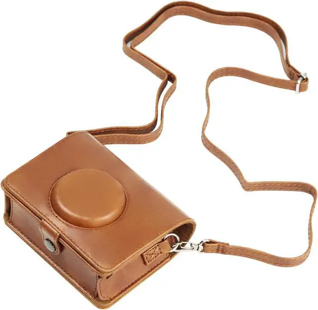 Alt view image 2 of 7 - anicestore Fujifilm Instax Mini EVO Instant Film Camera Case Cover with Adjustable Shoulder Straps - Protective Carrying Bag PU Leather Camera Cover Accessories for Fujifilm Instax Mini EVO (Brown)